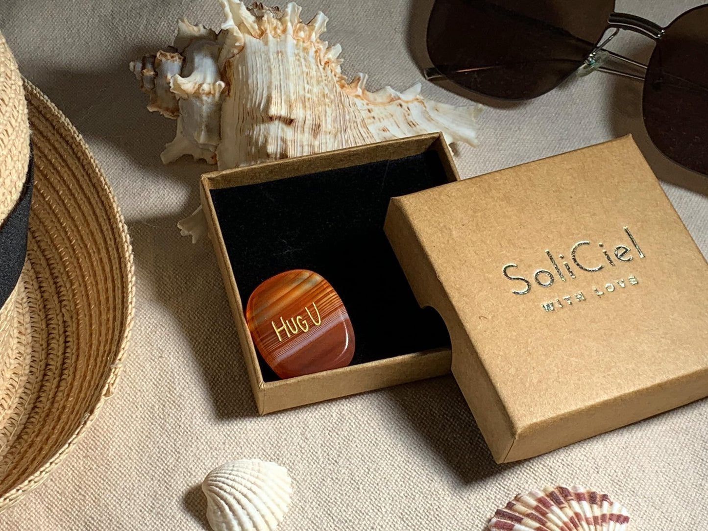 SOLICIEL Agate Crystal Pocket Hug, Get Well for Best Friends, Long Distance, Thinking of You for Women & Men, Easter Basket Fillers