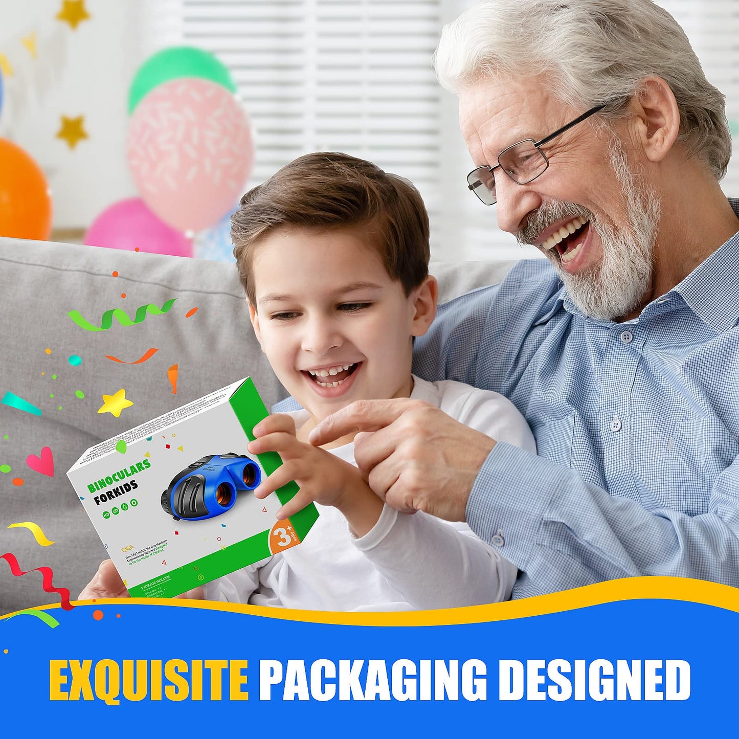 LET'S GO! Binoculars for Kids Boys, Outdoor Toys for 3-9 Year Old Boy New Best Gifts for 3-9 Year Old Boys Christmas Xmas Stocking Stuffers Fillers for Boy Blue