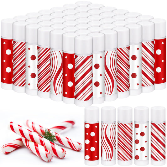 Siifert 50 Pcs Candy Christmas Lip Balms Bulk Peppermint Candy Scented Lip Balms Holiday Flavor Christmas Party Gifts Stocking Stuffers Bulk for Women Men Staff Employee Coworkers Teacher Volunteer