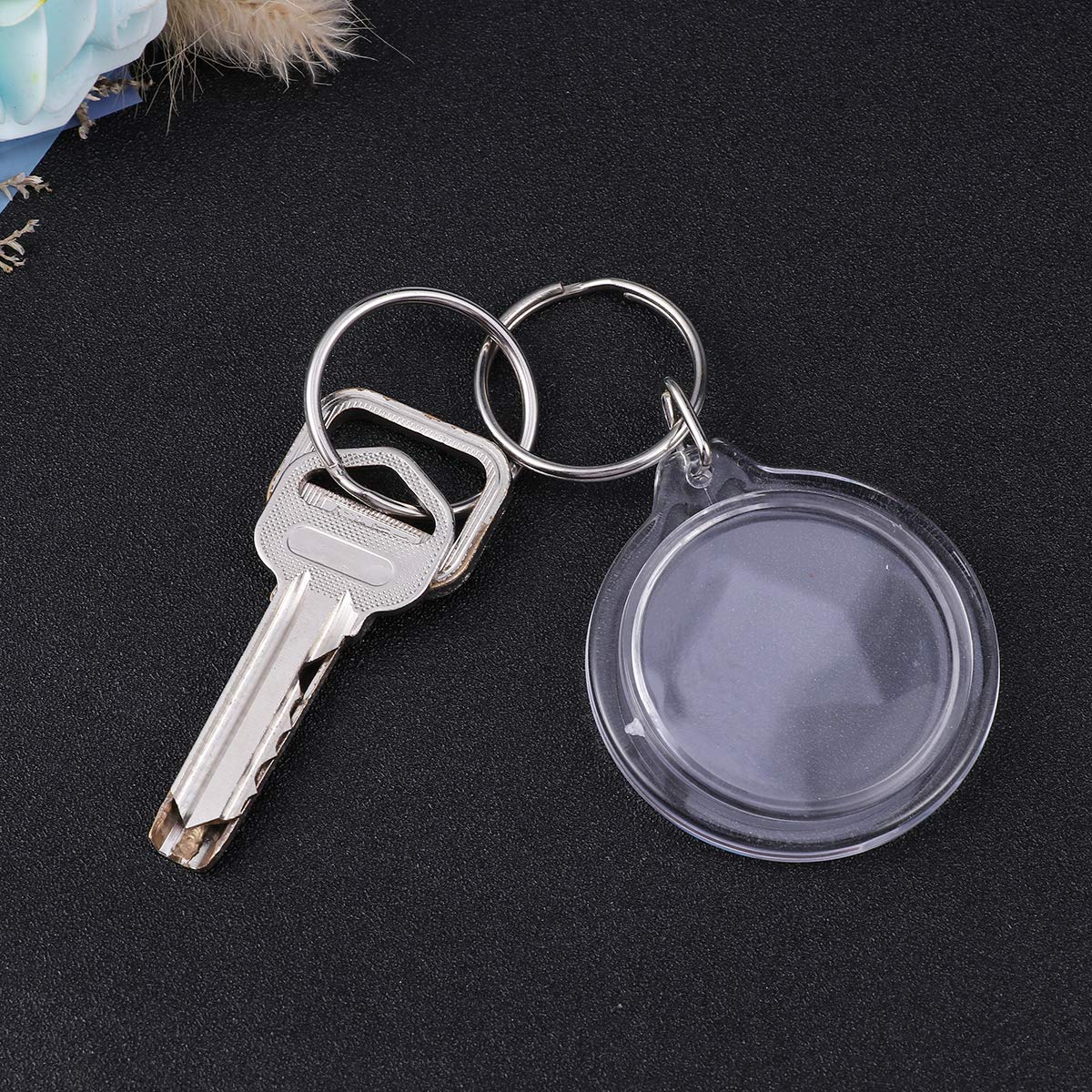 SUPVOX Acrylic Keychain - 100pcs Circular Blank Transparent Photo Frame Keyring