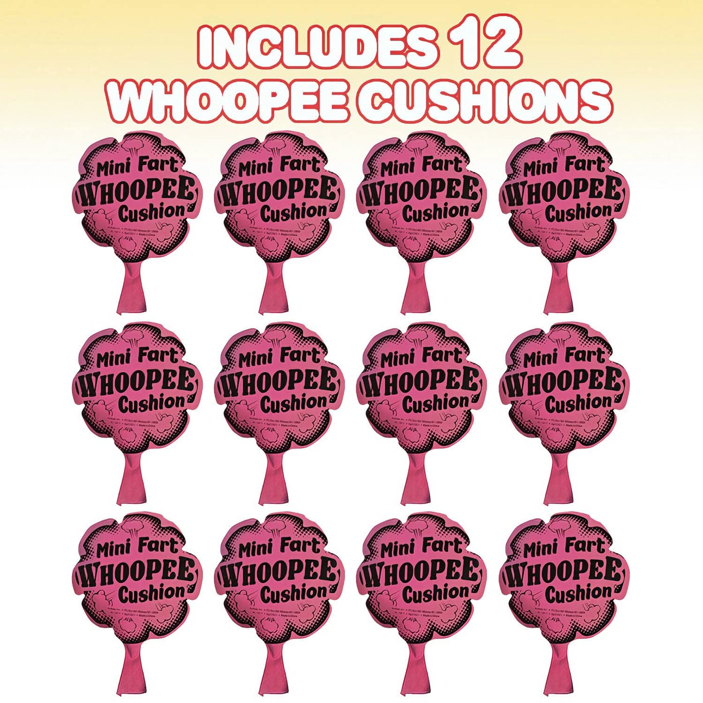ArtCreativity 6 Inch Whoopee Cushions Pack of 12 - Fun Whoopie Cushion Noise Makers for Kids and Adults - Fart Sounds Prank Toy - Novelty Gag Joke Gift - Birthday Bulk Party Favors for Boys and Girls