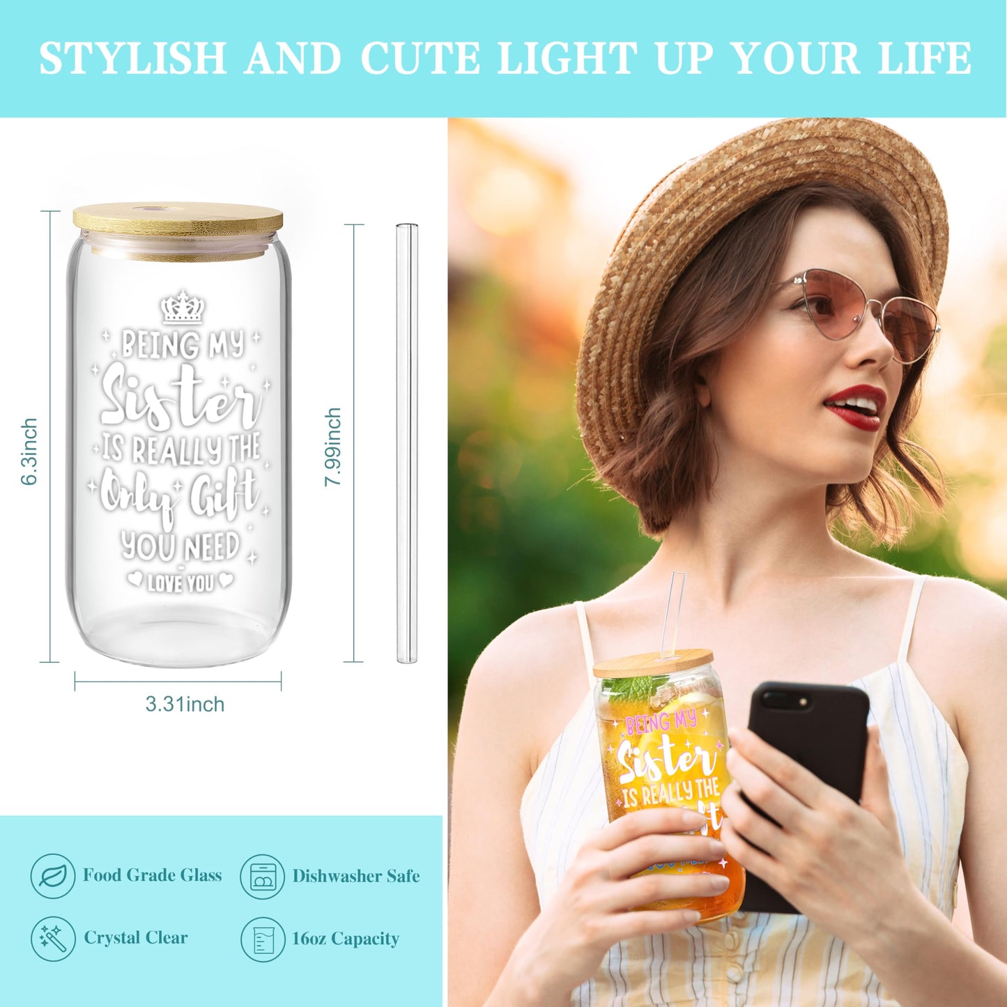 Sisters Birthday Gifts for Women Teen Girl, Best Friend Birthday Gifts Unique Friendship Gifts for Bestie BFF Friends Female Soul Sister Birthday Christmas Gift (Sisters Gifts-Blue)