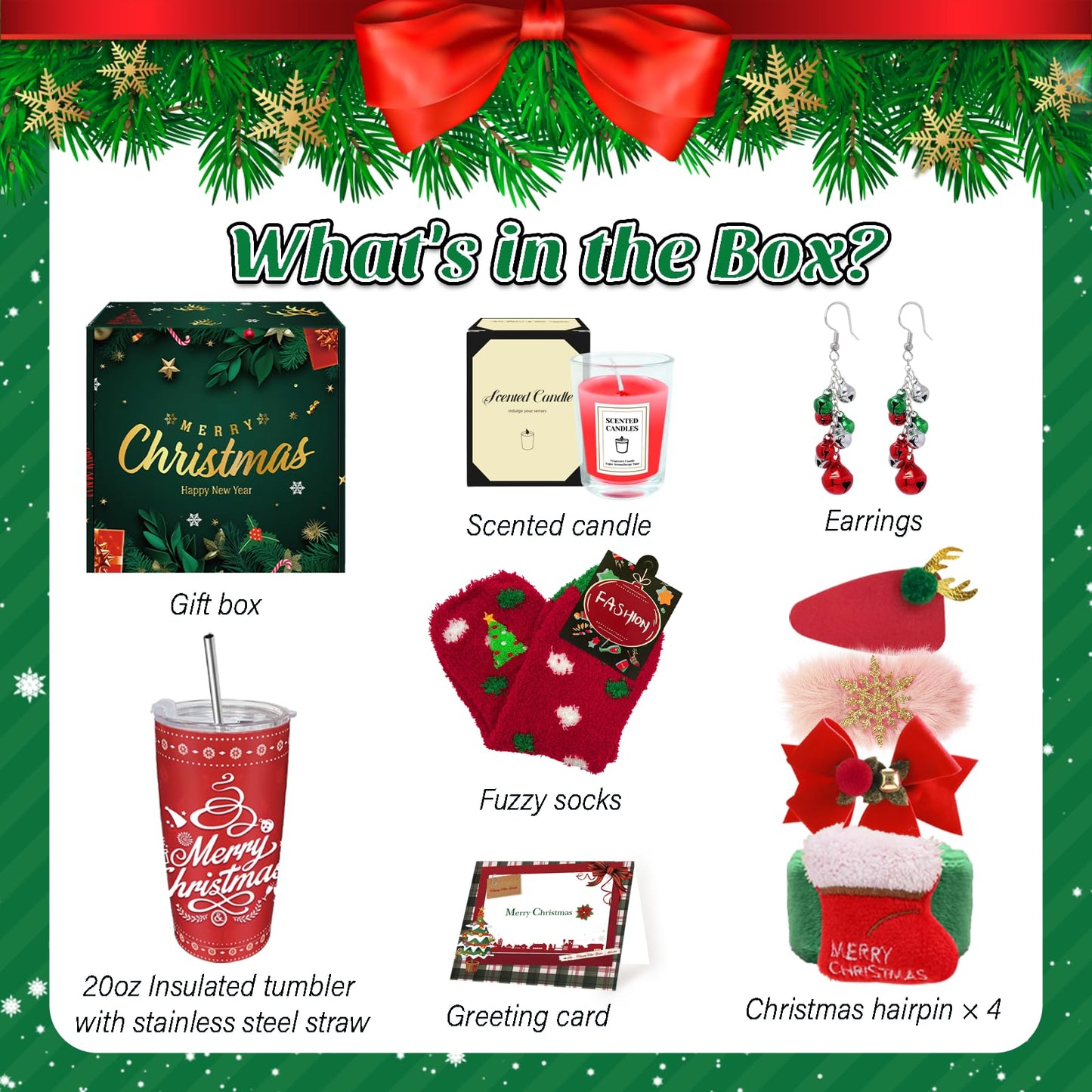 Christmas Gifts for Women, 2024 Unique Christmas Gifts, Xmas Gift Baskets with 20 Oz Tumblers, Candle, Ideas Xmas Gift for Mom, Teachers, Sister, Friends, Coworker, Girlfriend, Wife