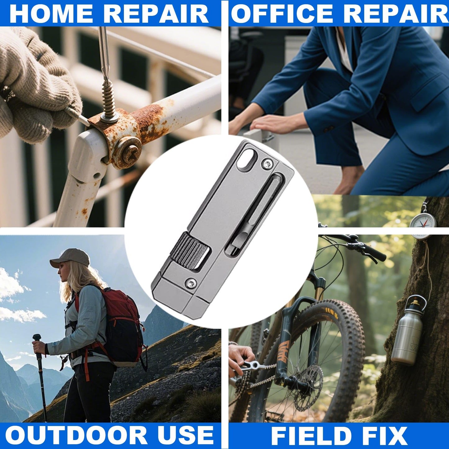 Titanium Keychain Wrench – Mini EDC Adjustable Spanner with Screwdriver, Pocket Tool for Everyday Carry, Travel, Outdoor, Camping – Stocking Stuffers For Men, Dads, and EDC Lovers