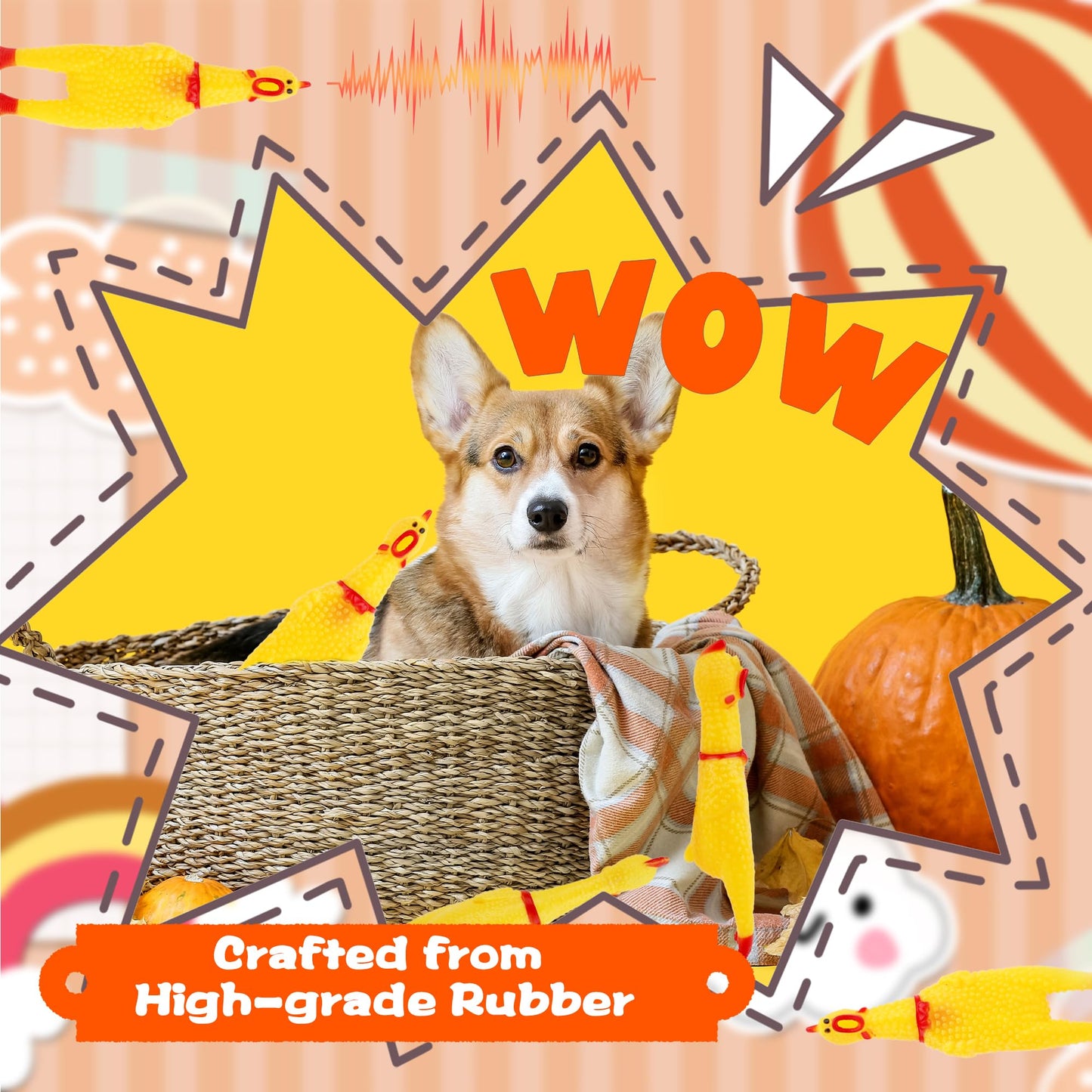 34 Pcs 6 Inch Squeaky Rubber Chickens Screaming Chicken Bulk Yellow Squawking Chicken for Kids Adults Party Prank Novelty Favors Family Game Toys Noise Maker