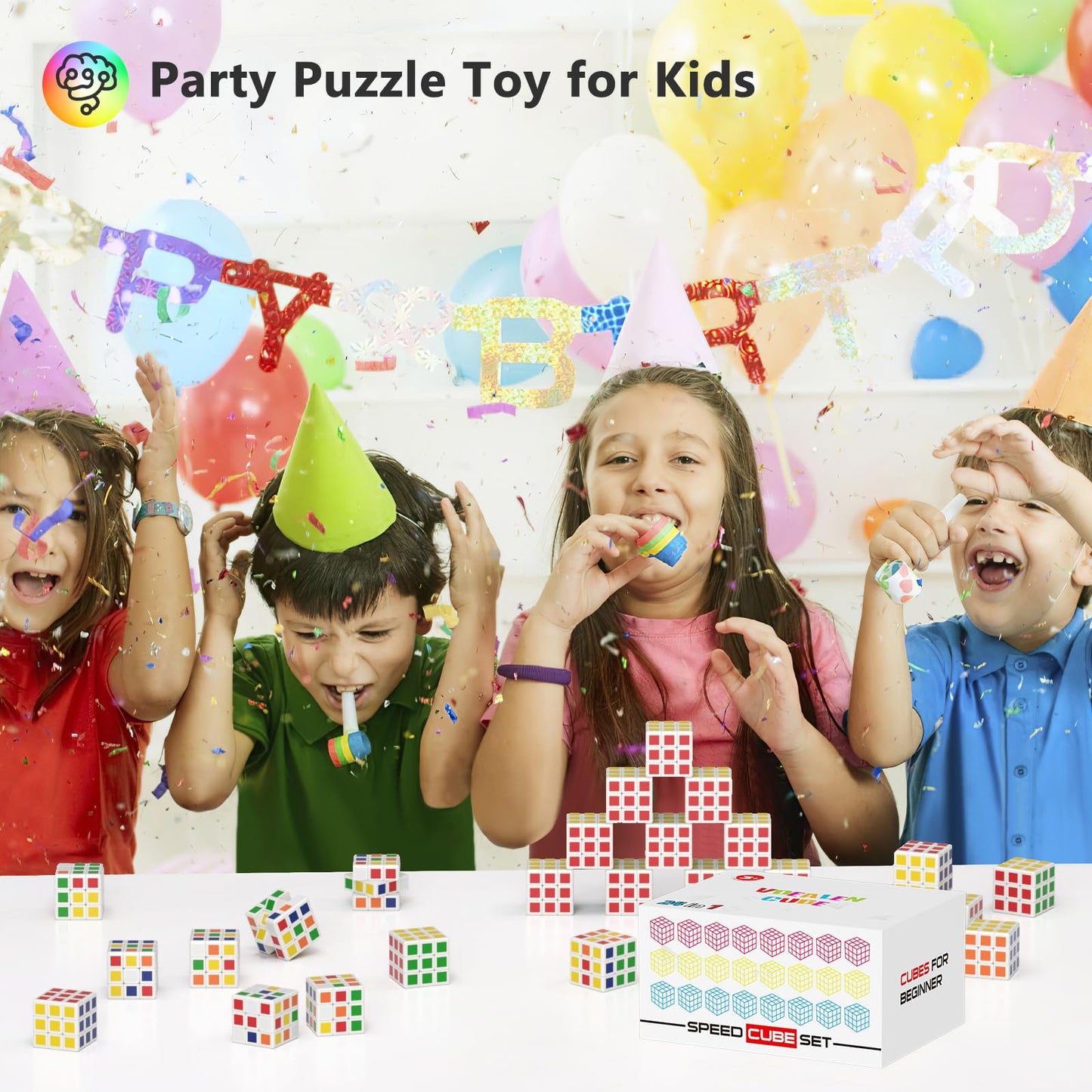 Vdealen 48 Pack Mini Cube Puzzle Party Favors for Kids, 3x3x3 Magic Cube School Rewards & Classroom Prize for Students, Birthday Party Favors Easter Valentines Day Stocking Stuffers Gifts for Kids