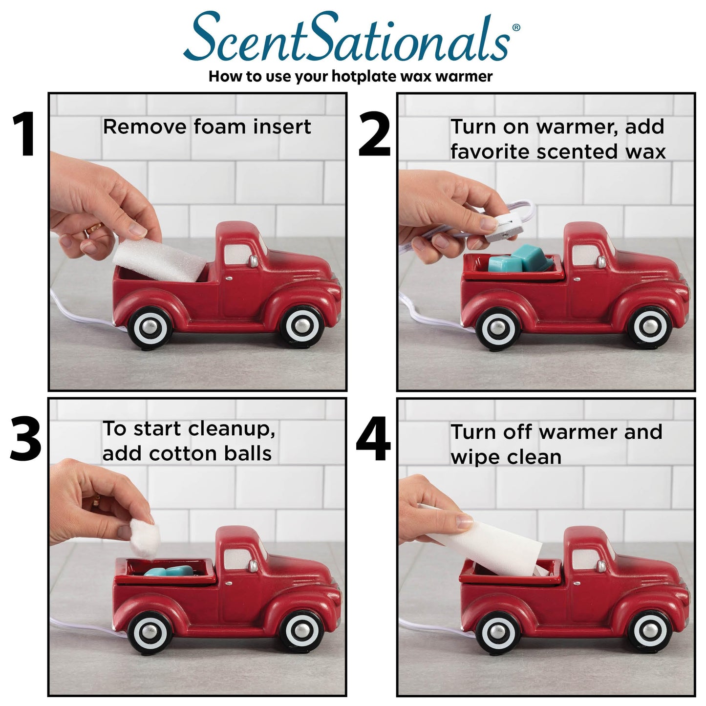 Scentsationals Christmas Wax Warmer, Wax Melt Warmer for Scented Wax Melts - Truck Collection Red Truck - Candle Wax Melter for Fragrance Cubes and Tarts