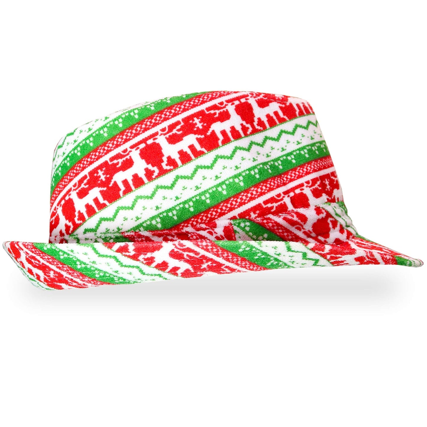 Skeleteen Ugly Sweater Fedora Hat - Funny Christmas Holiday Red and Green Ugly Sweater Party Hat for Adults and Kids