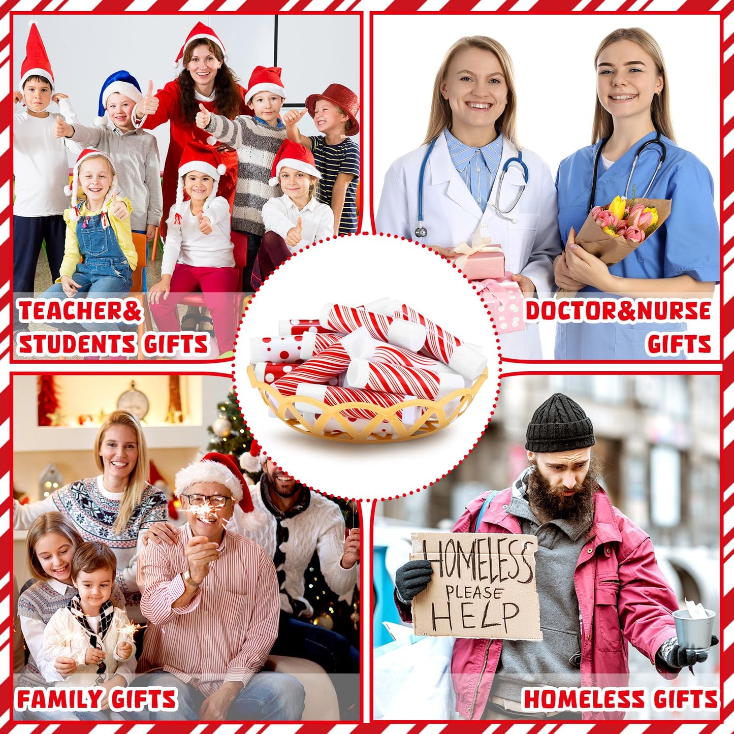 Siifert 50 Pcs Candy Christmas Lip Balms Bulk Peppermint Candy Scented Lip Balms Holiday Flavor Christmas Party Gifts Stocking Stuffers Bulk for Women Men Staff Employee Coworkers Teacher Volunteer