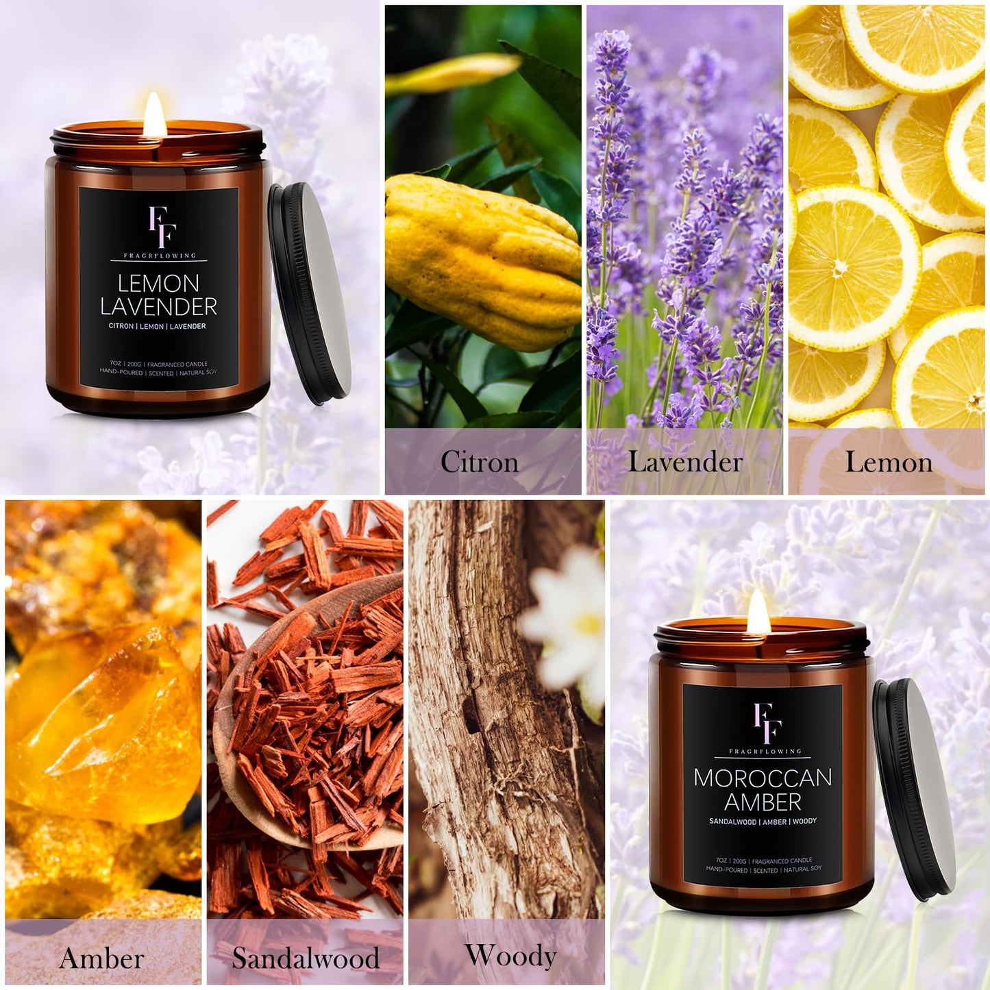 Scented Candles for Home Scented Aromatherapy Candles, 4 Pack 28 Oz Soy Wax Candle Gift Set for Women Men (Lemon Lavender/Vanilla Sugar/Sandalwood Rose/Moroccan Amber)
