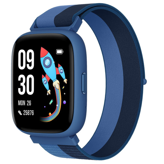 BIGGERFIVE Smart Watch for Kids, 1.8" Fitness Tracker Watch Pedometer, Heart Rate, IP68 Waterproof, Sleep Monitor, Calorie Step Counter, Puzzle Game with/Without APP for Girls Boys Teens 5-16, Nylon