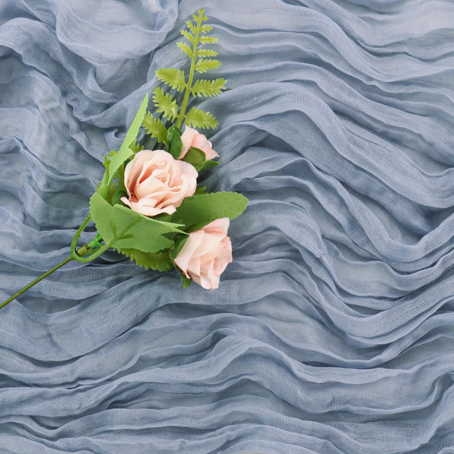 6 Pieces Dusty Blue 10FT Cheesecloth Table Runner Boho Gauze Fabric Table Runner Rustic Sheer Runner for Wedding Birthday Baby Shower Party Boho Table Decoration(Dusty Blue)