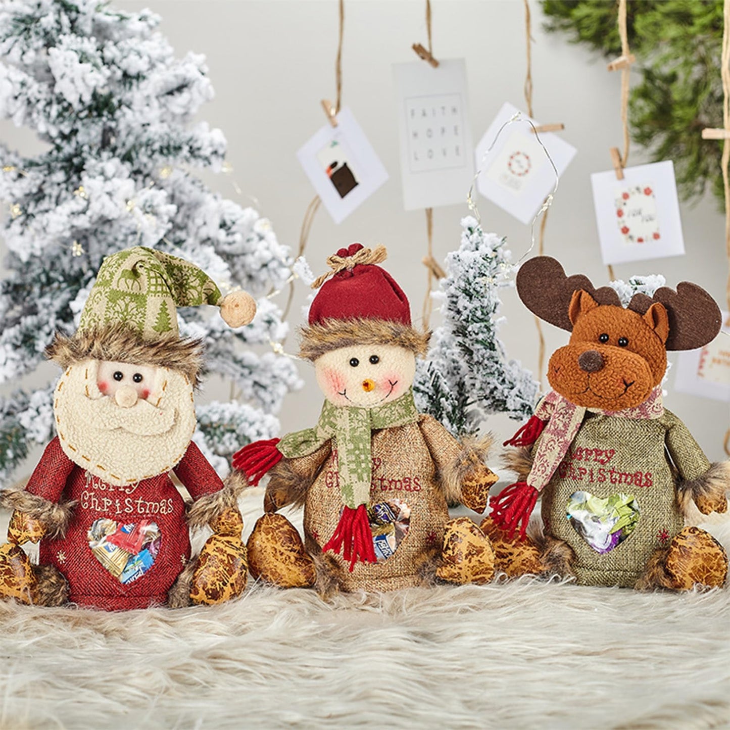 Christmas Gift Bags Zipper Design, Statisticsing/Placelocation Christmas Gift Bags Zipper Design, Christmass Gift Doll Bags, Reusable Fabric Bags with Drawstring for Candy, For Candy, Apples (6pcs)