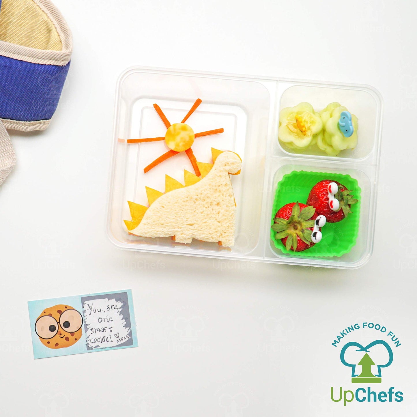 Complete Bento Lunch Box Supplies and Accessories For Kids - Sandwich Cutter and Bread Crust Remover - Mini Vegetable Fruit cookie cutters - Silicone Cup Dividers - Food Picks and FREE Lunch Notes