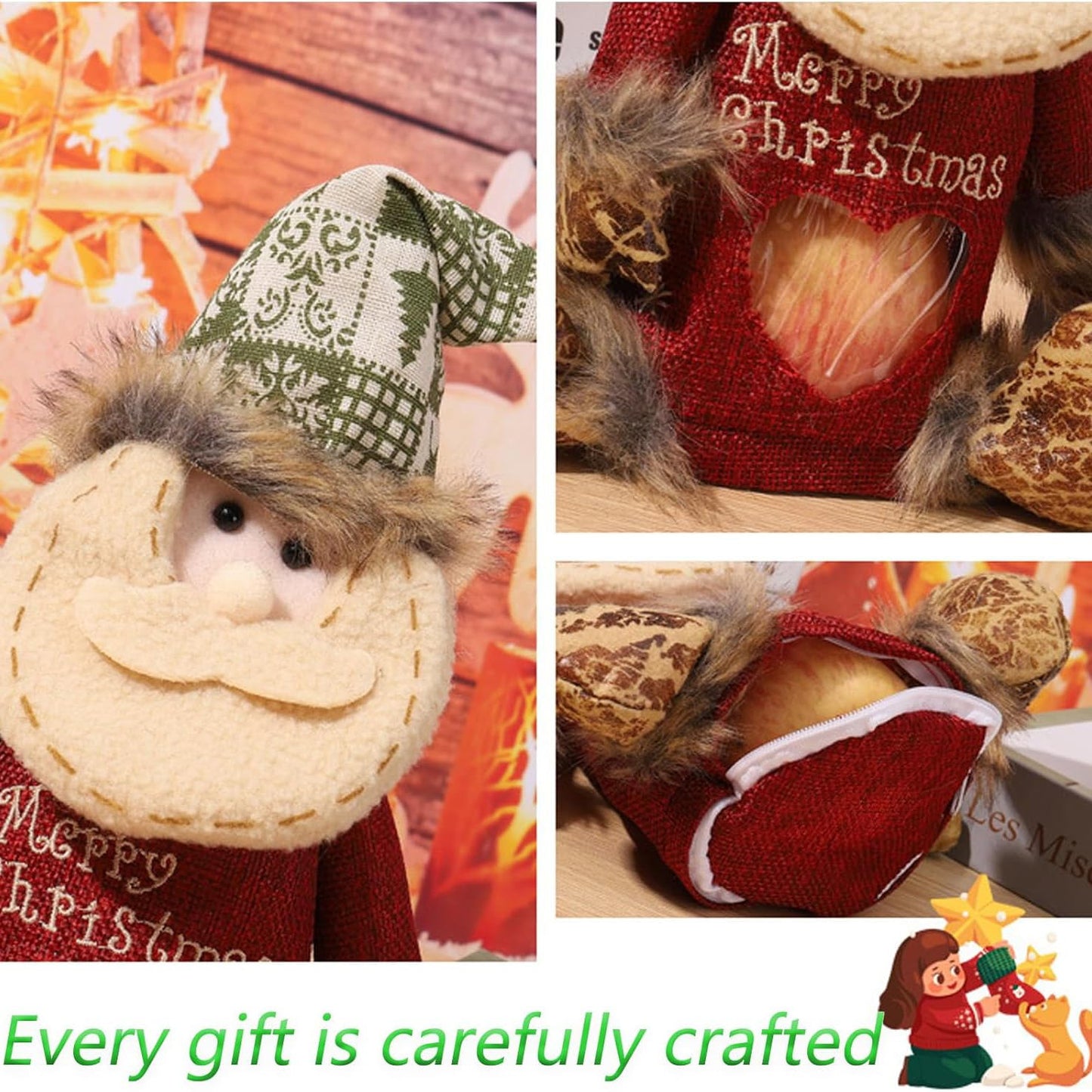 Christmas Gift Bags Zipper Design, Christmas Zipper Gift Bags, Fabric Christmass Gift Candy Bags For Party And Festival (Mix)