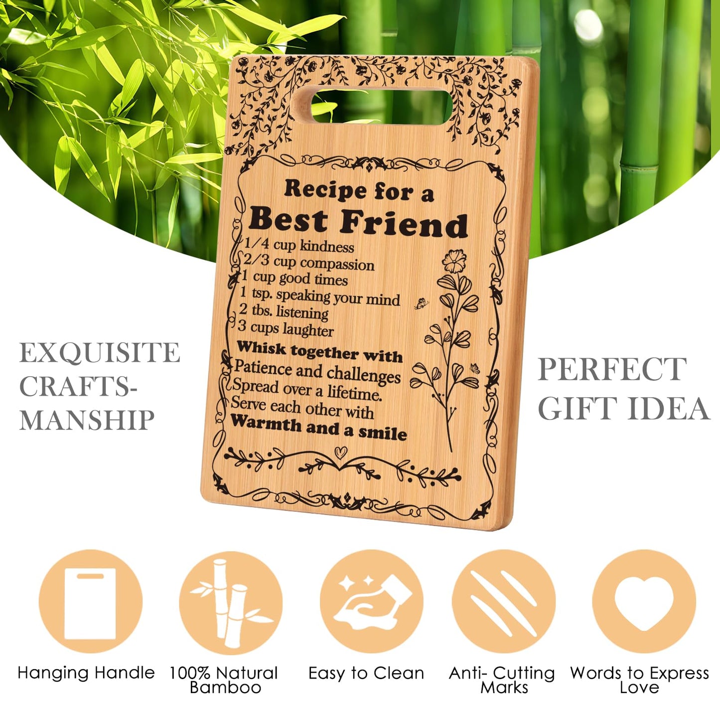 Friend Birthday Gifts for Women Friendship Best Friends Christmas Unique Gifts Ideas for BFF Bestie Soul Sister Bestie Gifts for Woman Female Bestfriend BFF Gifts Friend Forever Cutting Boards Set
