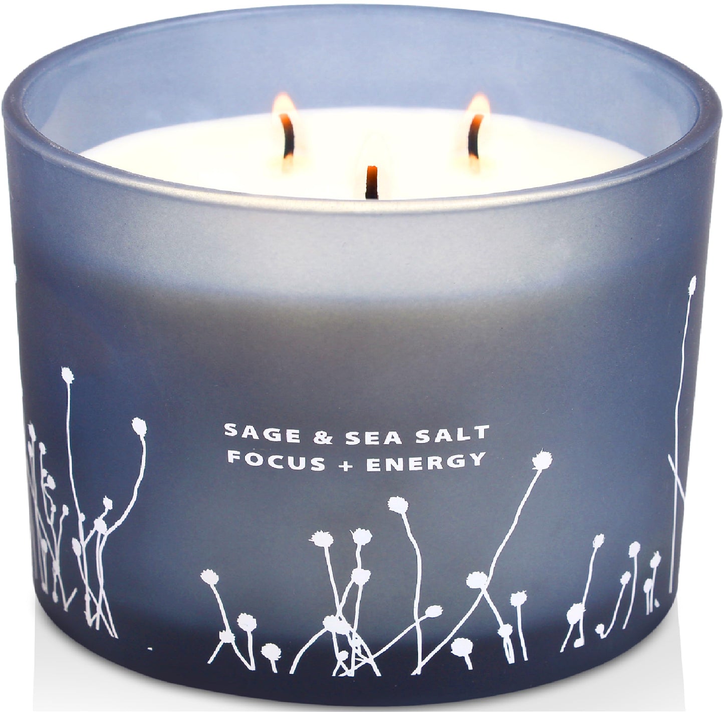 White Sage Sea Salt 3 Wick Candle - Large Soy Scented Candle 14.5 oz - Sage Candle for Cleansing House - Aromatherapy Energy Cleansing Sage Scented Candles for Women & Men