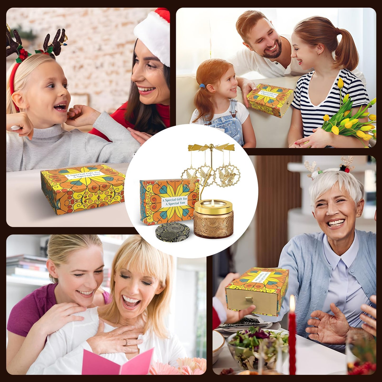 Birthday Gifts for Women, Mom, Wife, Girlfriend, Sister, Her, Female Friends, Gifts for Women Birthday Unique, Mothers Day Gift, Anniversary Rotating Candles Gift for Woman (Hummingbird)