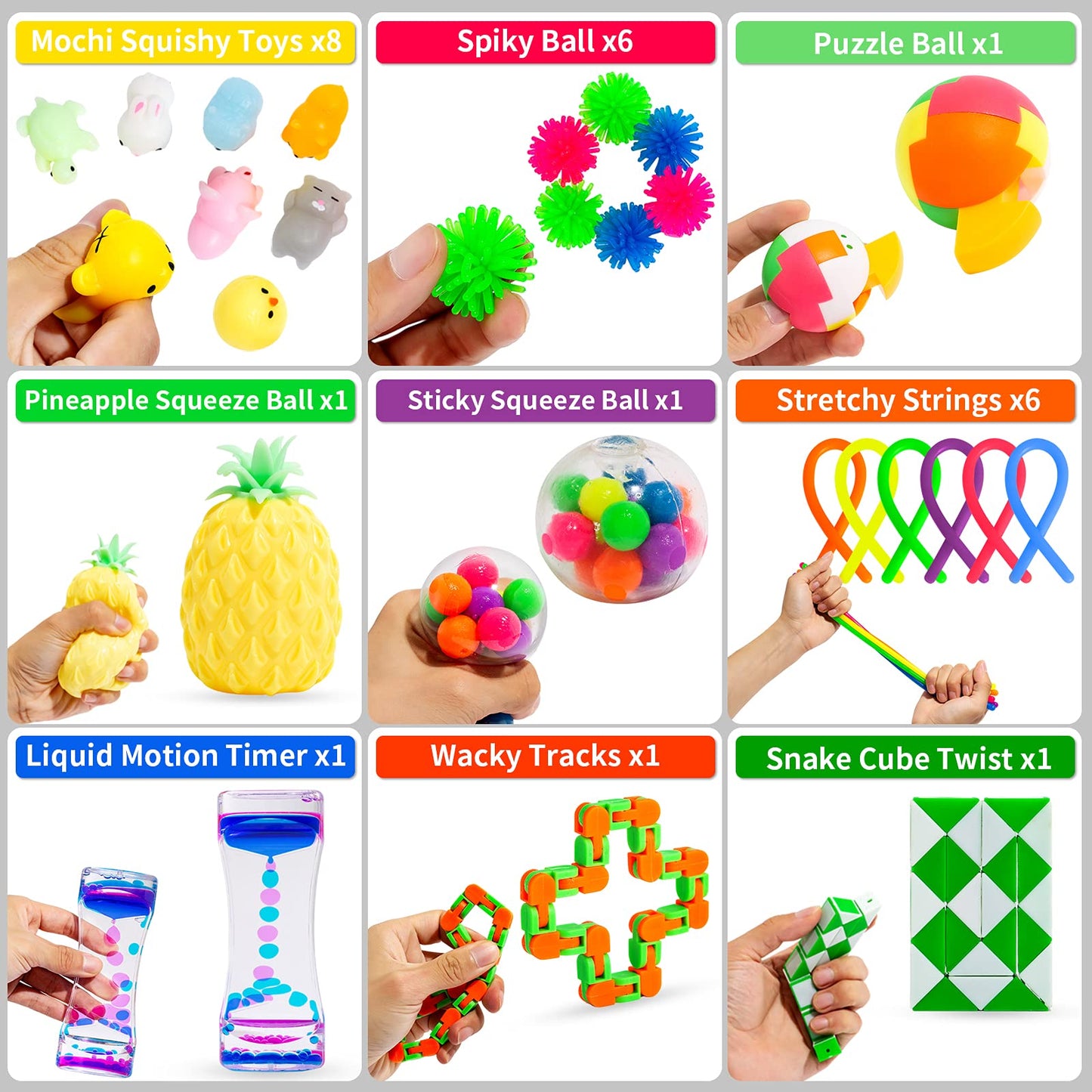 76 Pack Sensory Fidget Toys Set, Stress Relief and Anti-Anxiety Bundle Sensory Toys for Kids Adults, Cool Fidget Packs with Mochi Squishy, Magic Rainbow Ball, Motion Timer, Flippy Chain,Stress Ball...