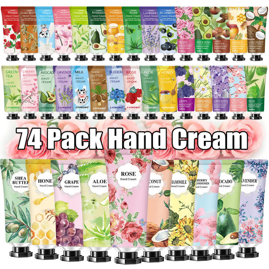 74 Pack Hand Cream Gift Set For Women and Girls,Mothers Day Gifts Bulk,Teacher Appreciation Gifts,Nurses Gifts,Natural Plant Hand Lotion For Dry Cracked Hands,Scented Mini Hand Lotion Travel Size