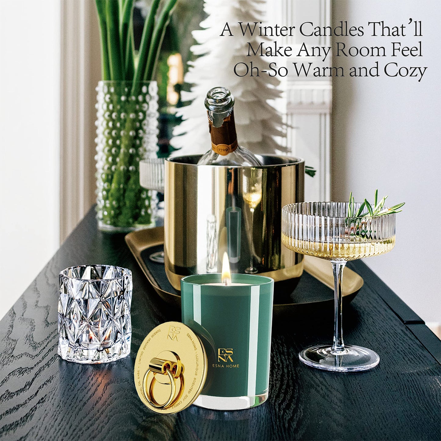 Luxury Christmas Scented Candles | Aromatherapy Natural Soy 8.8oz | 50 Hours Long Burning | Lavender & Sandalwood Essential Oils | Xmas Stress Relief Home Candles | Holiday Housewarming Gift