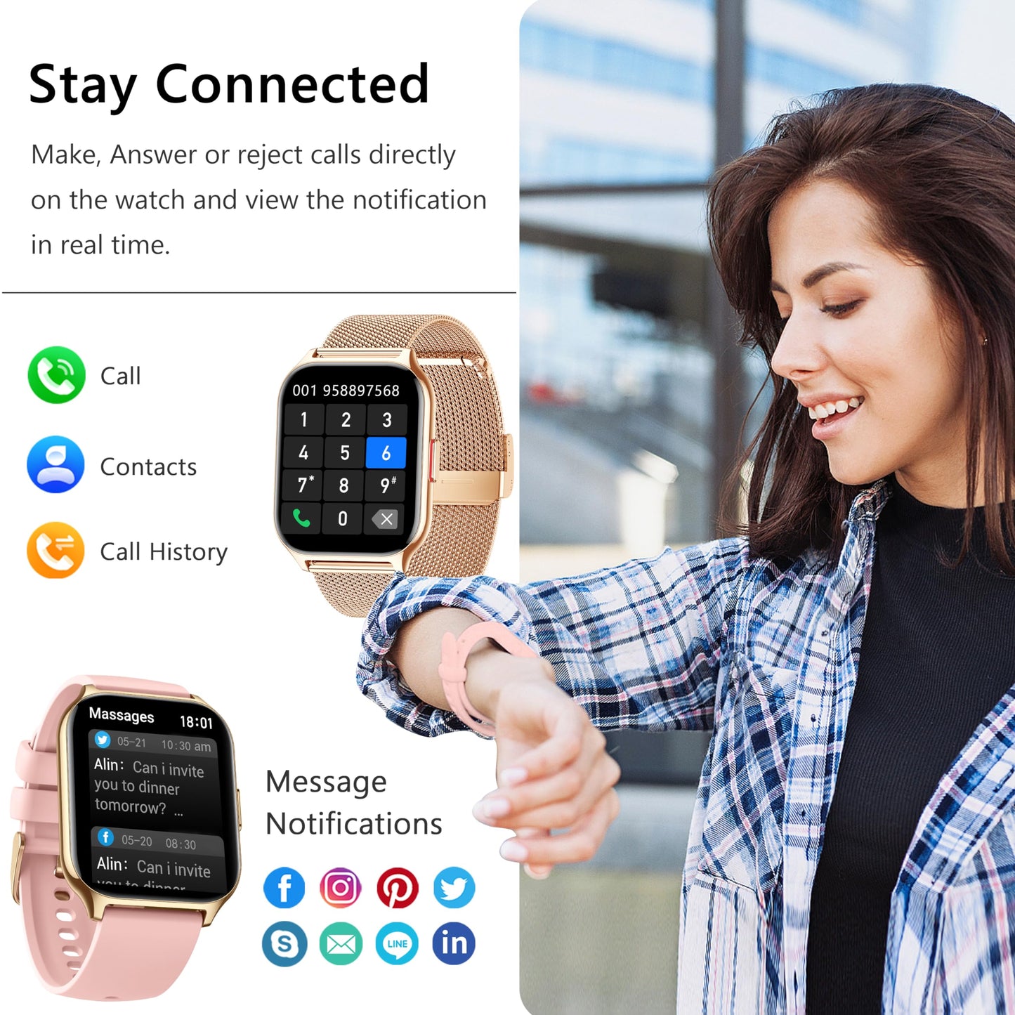 ZOSKVEE Smart Watch 45mm for Women Men(Dial/Answer Calls), 2.0" Fitness Tracker Watch with Heart Rate/Blood Pressure/Blood Oxygen Monitor for Android iOS