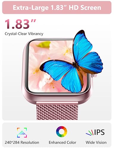 KALINCO Smart Watch Women [2 Bands, 44mm case] Alexa Fitness Tracker, Heart Rate, Sleep, Stress & SpO2 Monitor, IP68 Waterproof Smartwatch, Make/Answer Calls, Compatible with iPhone & Android Phones