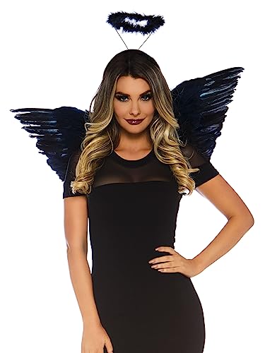 Leg Avenue Women's 2pc. Angel Accessory kit, Includes Wings and Halo, Black, One Size