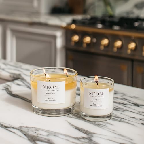 NEOM- Happiness 1 Wick Candle | Neroli, Mimosa & Lemon | Essential Oil Aromatherapy Candle