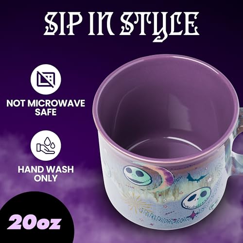 Silver Buffalo Disney Nightmare Before Christmas Jack Skellington Mystic Opulence Reactive Glaze Ceramic Camper Mug, 20 Ounces