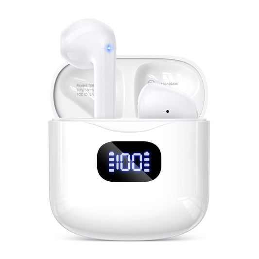 KTGEE Wireless Earbuds Bluetooth 5.3 Headphones, 40Hrs Playback Stereo Ear Buds with LED Display Charging Case IPX7 Waterproof in-Ear Earphones with Mic for Phone Tablet Laptop Sports, White