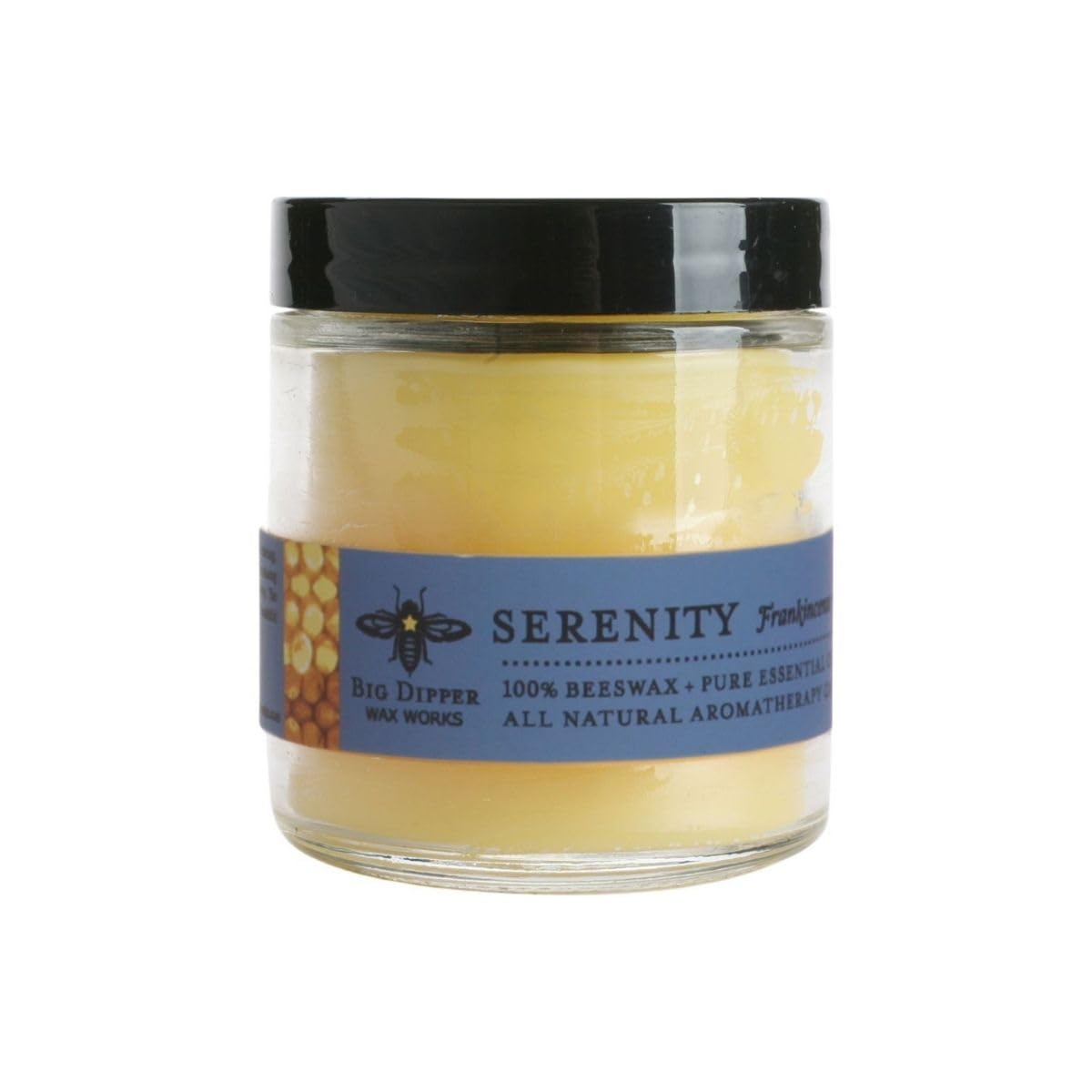 Big Dipper Wax Works Beeswax Aromatherapy Candle, Serenity, Apothecary Glass, Frankincense & Lavender Scented, 25-Hour Burn, Pure Essential Oils, 2" x 2.5"