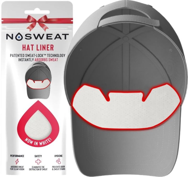Golf Hat Sweat Liner – Prevents Stains & Odor by NoSweat- Patented Technology Made in The USA (3) Blk