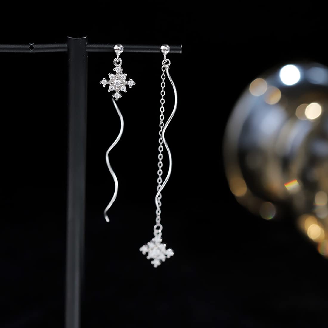 SLUYNZ Solid 925 Sterling Silver Snowflake Earrings Dangle for Women Teen Girls Snowflake Dangle Earrings Chain (A-Sterling Silver)