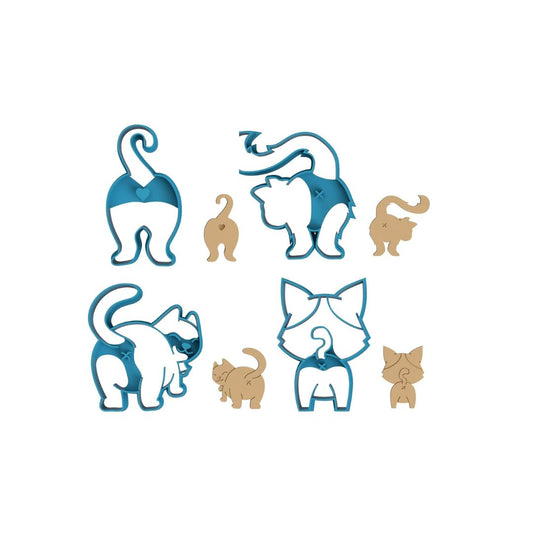 Cat Butt Cookie Cutter Set - Cat Licking Butthole- 3D Kitty Butt Cookie Cutters Set of 4 Cat Cookie- Cookie Cutter- Cat Lovers (G0007)