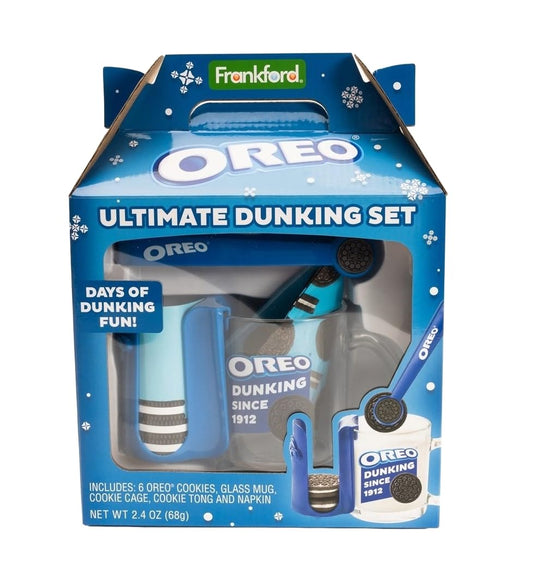OREO Ultimate Dunking Gift Set With OREO Cookies, Glass Mug, Cookie Holder & Dunking Tongs, By Frankford Candy