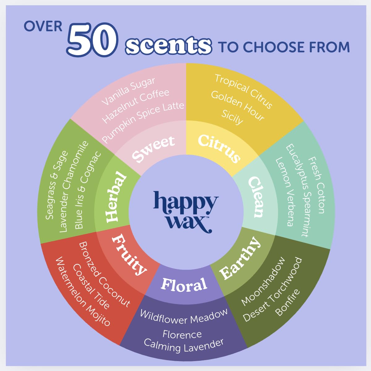 Happy Wax Vanilla Lovers Scented Natural Soy Wax Melts – 6 Oz Total - Includes: VanillaBeanLatte, VanillaSugar and VanillaSandalwood