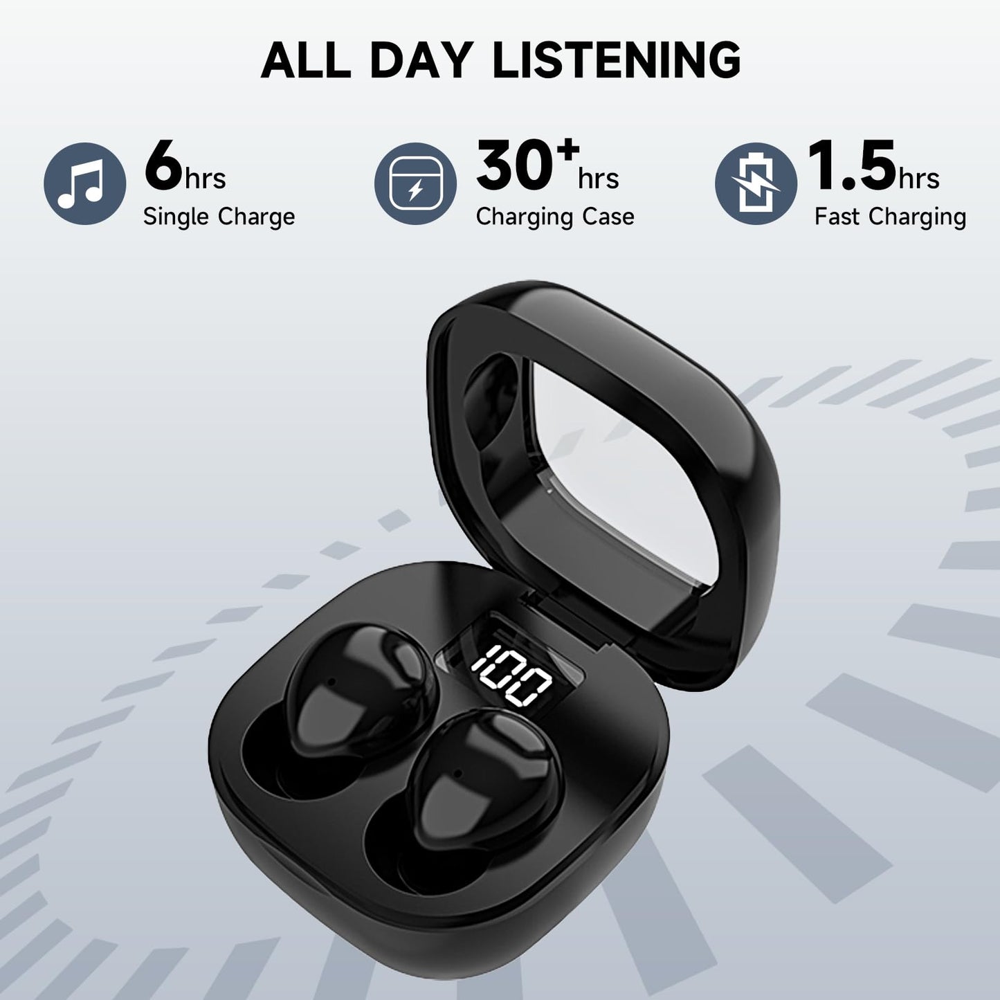 Mudtun Invisible Sleep Earbuds, Smallest Sleep Headphones for Side Sleepers Low Profile Micro Tiny Discreet Hidden Earbuds for Work, Wireless Mini IPX5 Waterproof for Small Ear Canals, DeepBlack