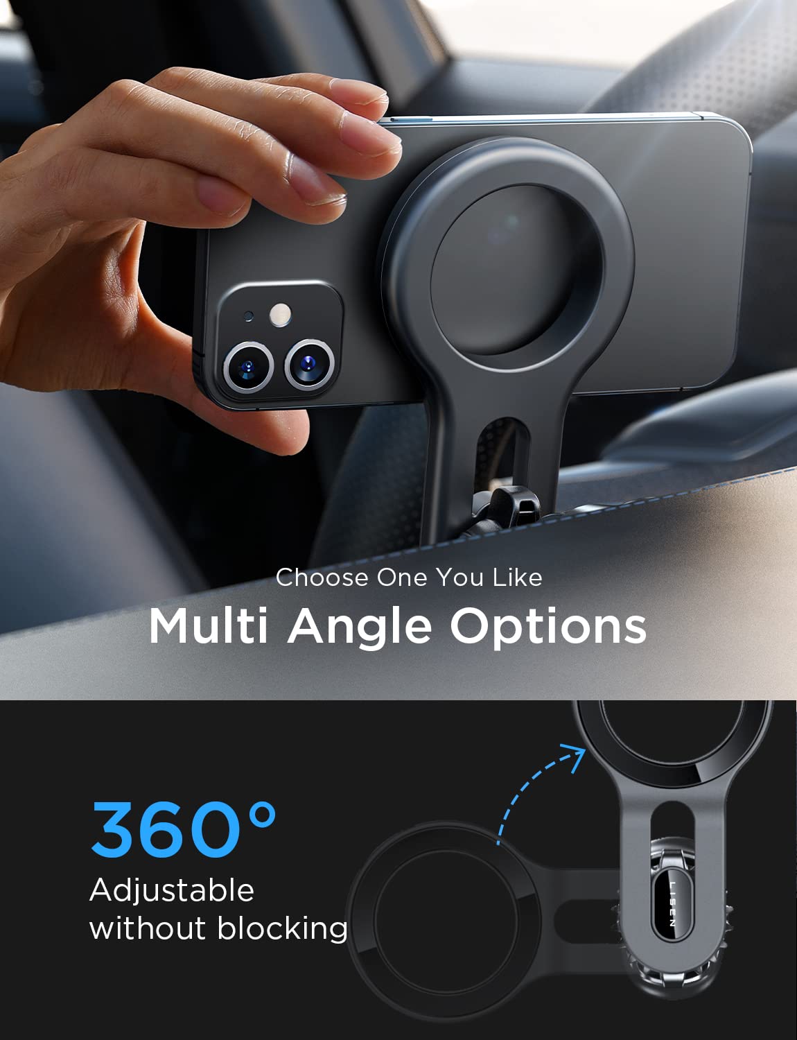 LISEN for MagSafe Car Mount Magnetic Car Phone Mount, Air Vent Phone Holder Car [Super Strong Magnets] Hands Free Cell Phone Holder 17X Strong Clip Car Accessories fit iPhone 16 15 14 13 Pro Plus Max