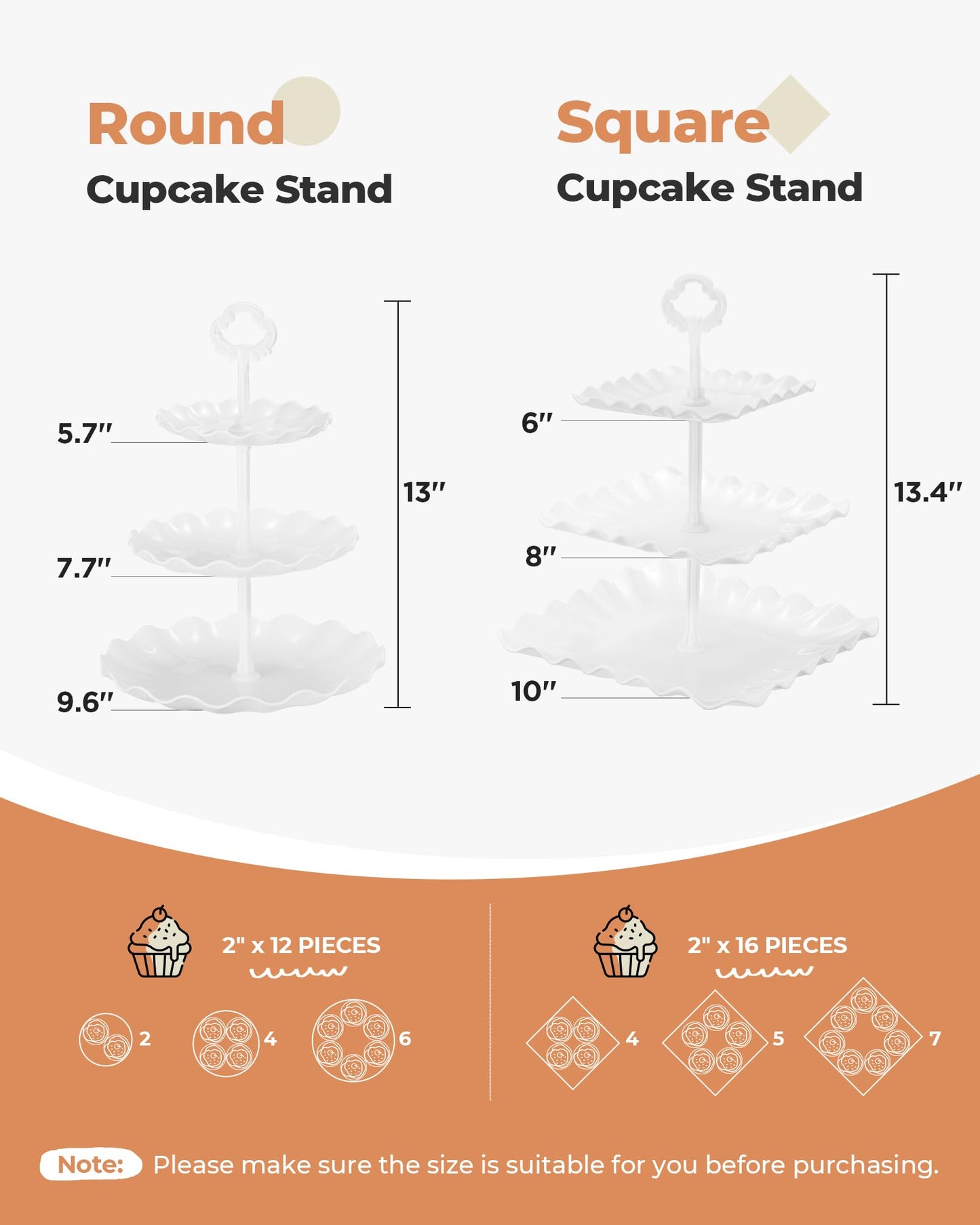 Kootek Dessert Cupcake Stand, 10pcs Dessert Table Display Set, 3 Tiered Cup Cake Holder Tower Stand& Cookie Serving Trays for Wedding, Tea Party, Birthday, Baby Shower