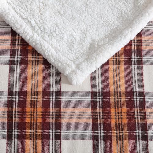 Eddie Bauer - Blanket, Soft Reversible Sherpa & Brushed Fleece Bedding, Perfect for Lounging, Dorm Essentials (Edgewood Plaid Red)