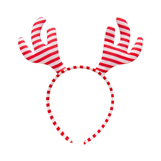 Fun Express 7 3/4" Candy Cane Stripe Stuffed Reindeer Antlers Headbands - 6 Pieces