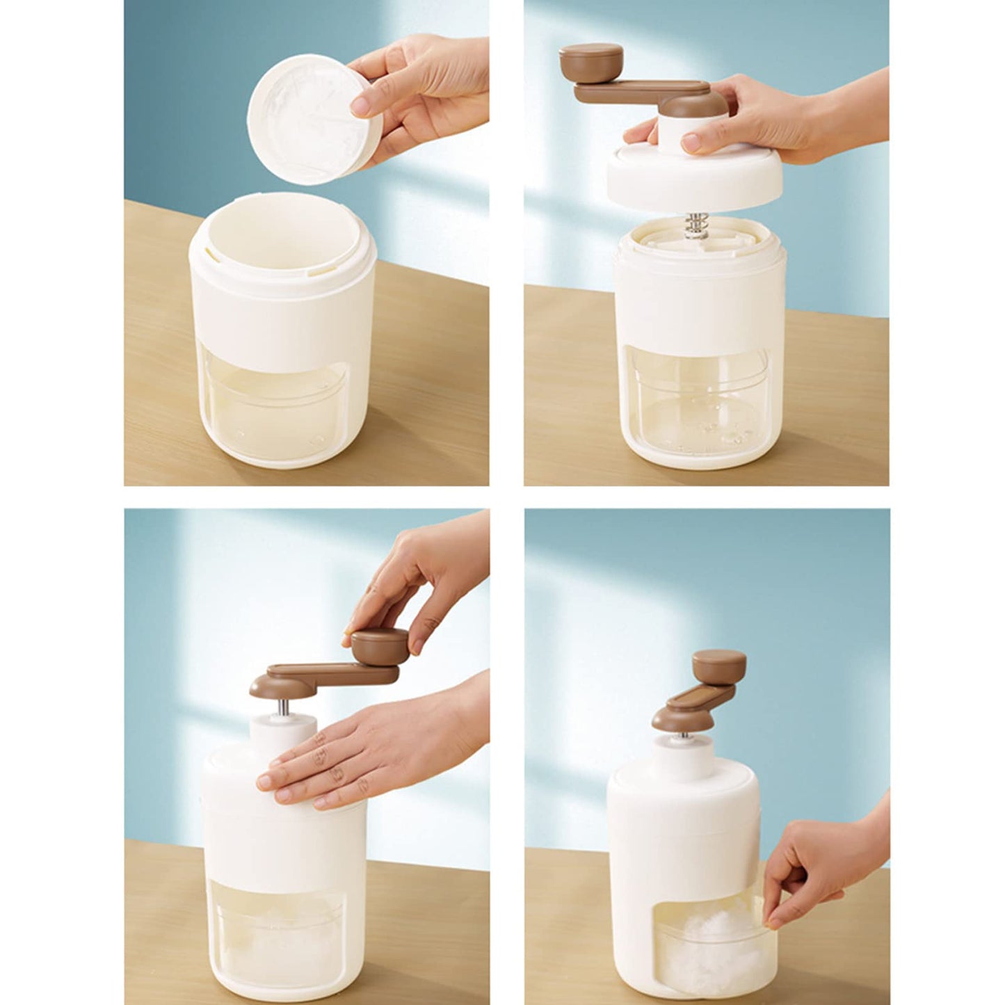 Topyond Hand Crank Ice Crusher Mini Snow Cone Machine, Food Grade Manual Ice Shaver for Home Use, Portable Ice Breaker with Easy Crank Operation, for Shaved Ice and Ice Bricks