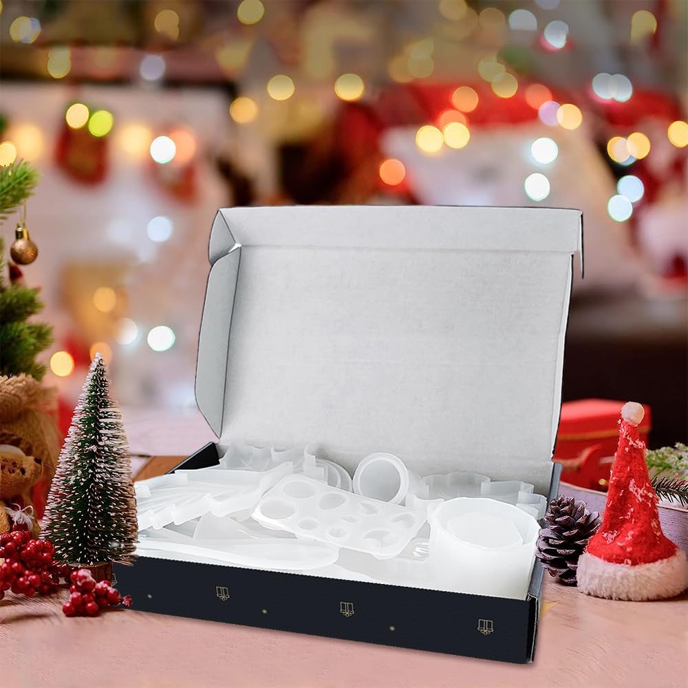 Resin Go 500G Random Resin Molds,Mystery Box Silicone Molds for Epoxy Resin,Blessing Bags Blind Box Moldes De Silicona para Resina,Contains Pendants,Coasters,Trays,Letters and Other Random Moulds