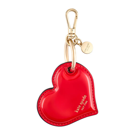 kate spade new york AirTag Charm Keychain - Heart-Shaped AirTag Holder with Luxe Gold Ring Clip for Bags, Luggage, Keys, and More - Classic Red