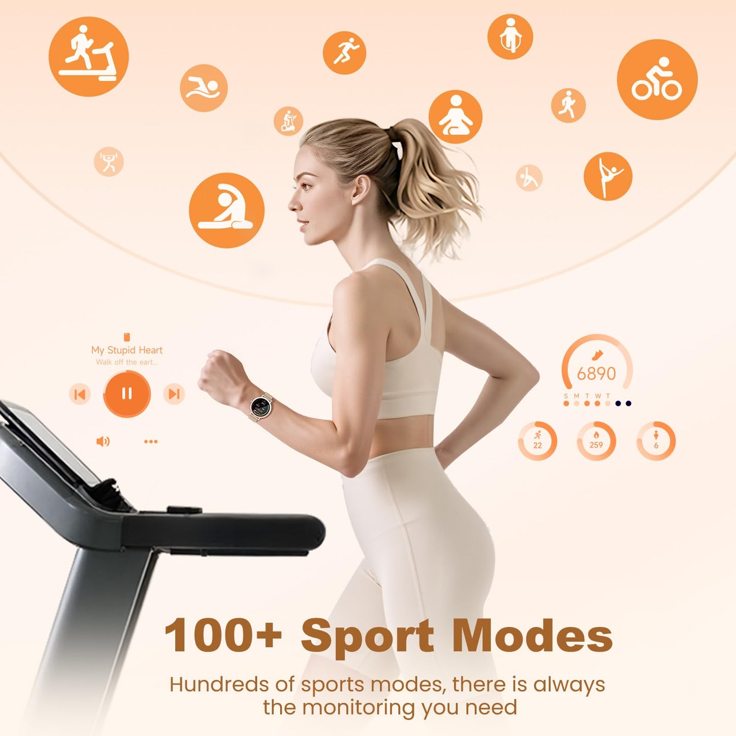 KEEPONFIT Smart Watches for Women Android/iPhone, IP68 Waterproof Fitness Tracker with Bluetooth Calls(Answer&Make), Activity Pedometer/Heart Rate/SpO2 Monitor/100+ Sports Model