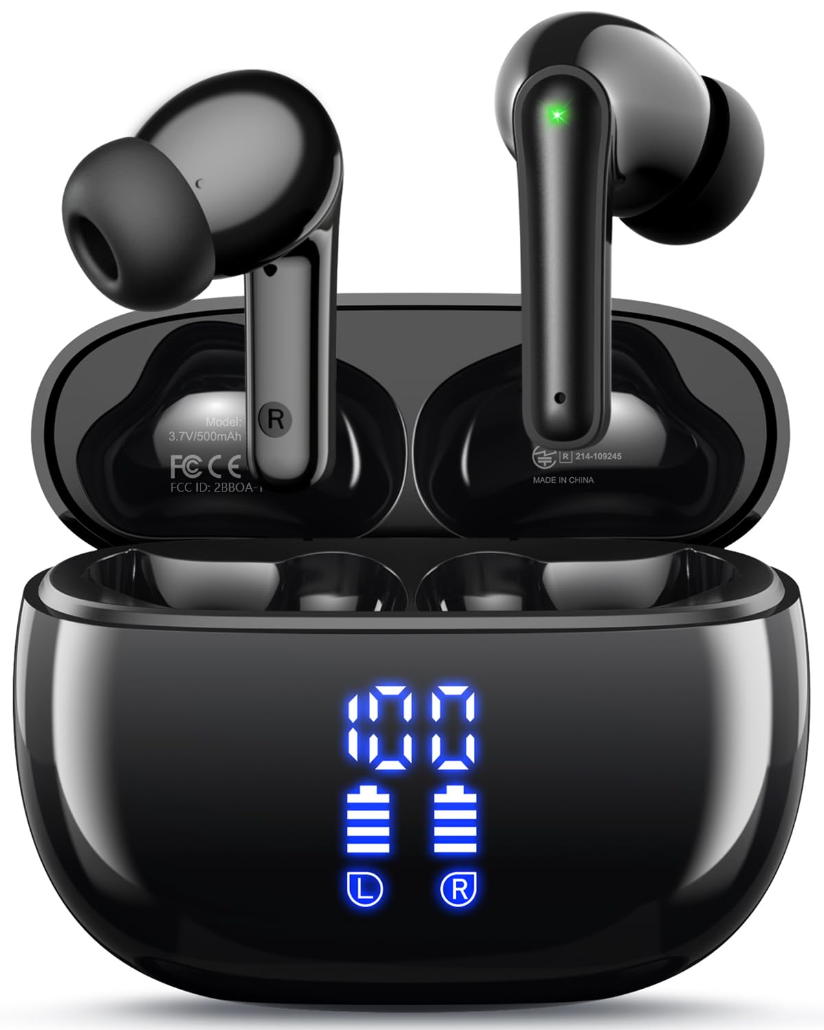HUIFU Wireless Earbuds, Bluetooth Ear Buds Headphones, 40H Long Playtime, Stereo Deep Bass, LED Power Display, IPX7, Lightweight in Ear Earphone with Mic for iPhone Android Phone