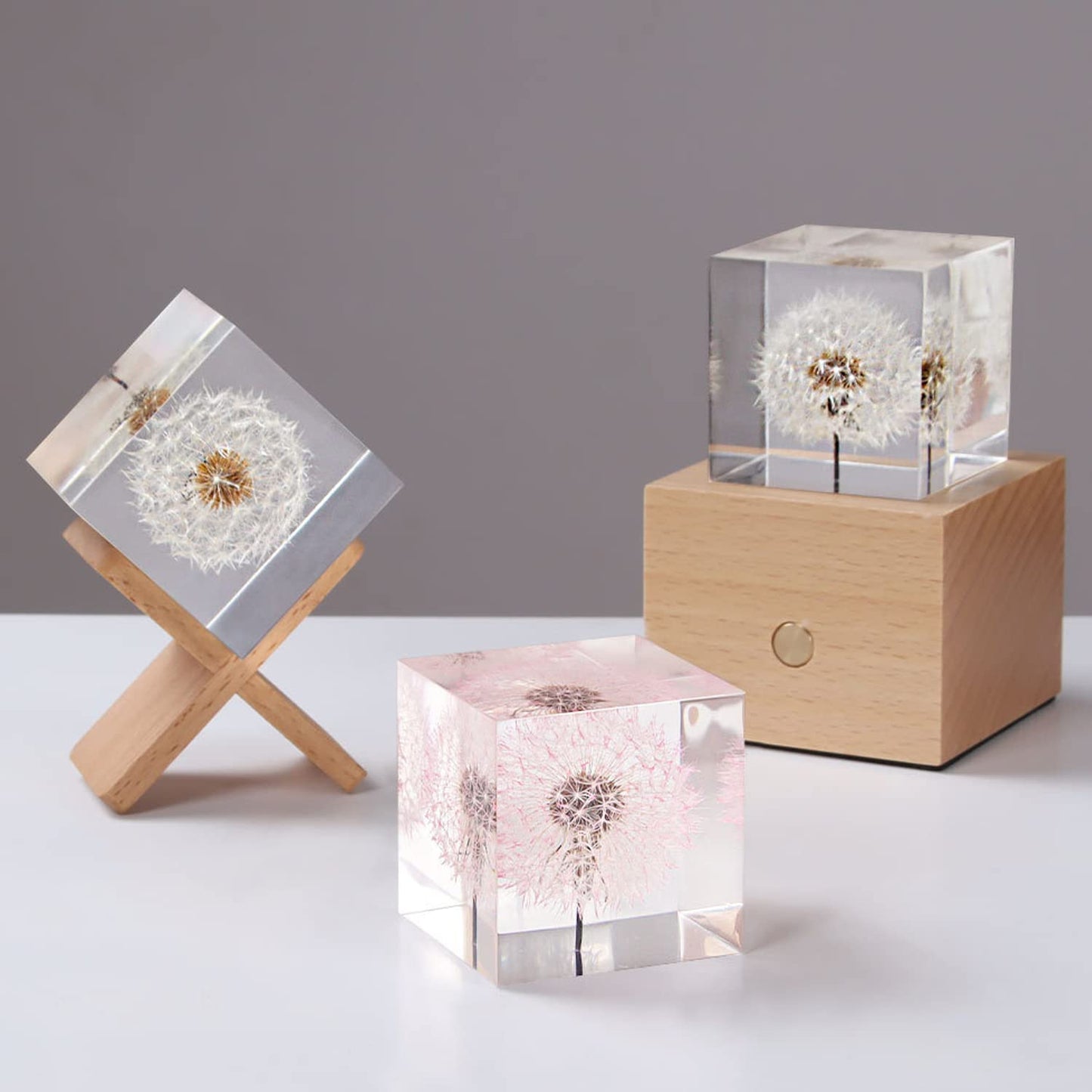 RESINWORLD Set of 4, 3", 2", 1.5", 1", 0.5" Clear Silicone Cube Molds, Large Deep Square Epoxy Resin Mold, Transparent Cube Silicone Molds for Resin Casting