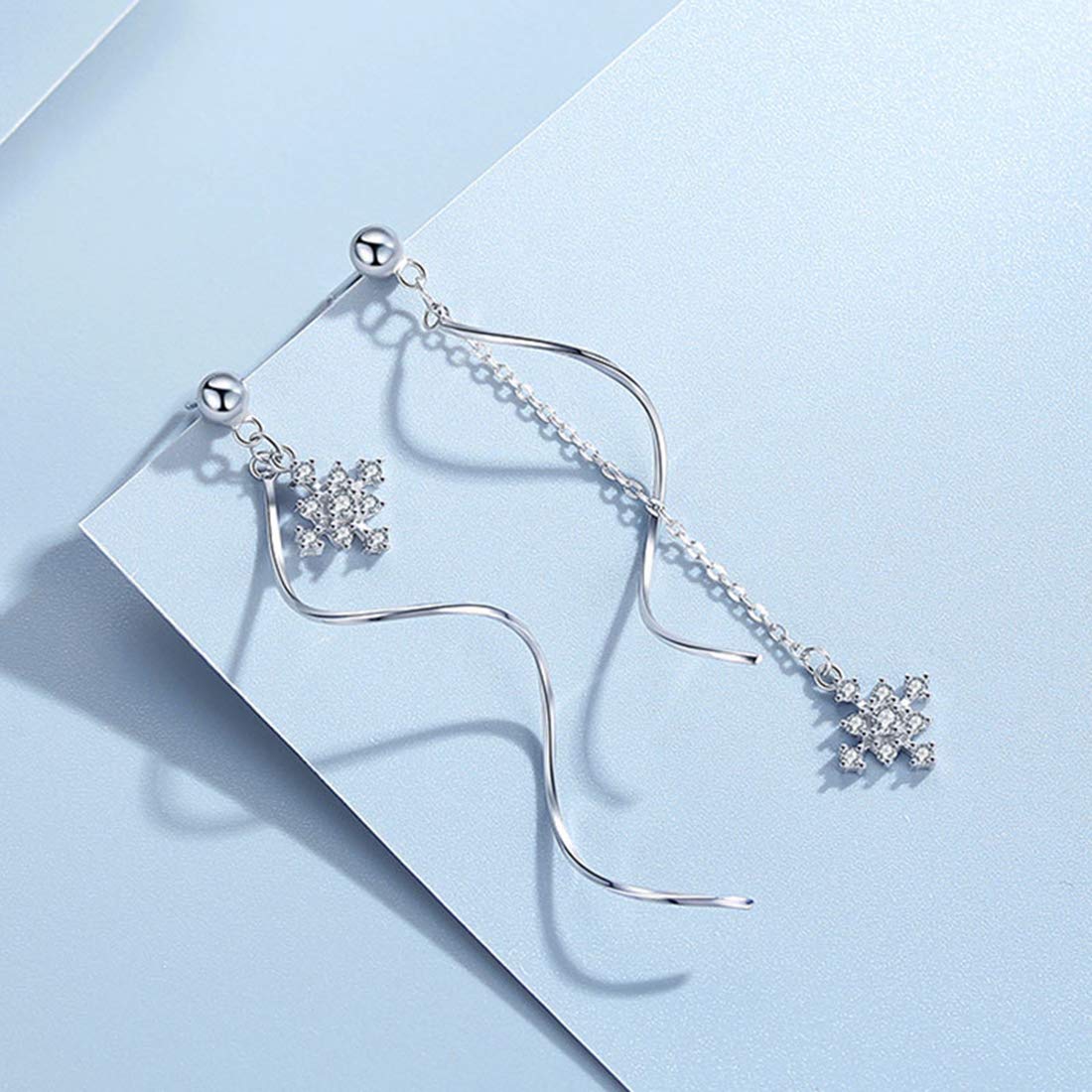SLUYNZ Solid 925 Sterling Silver Snowflake Earrings Dangle for Women Teen Girls Snowflake Dangle Earrings Chain (A-Sterling Silver)