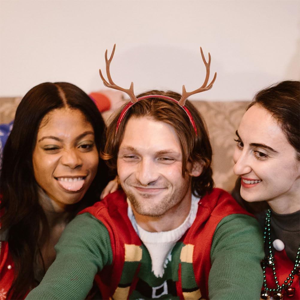 LUOZZY 6 Pairs Christmas Deer Antlers Simulation Animals Horn Brown Reindeer Ear for DIY Crafts Christmas Cosplay Hair Accessories, 17CM